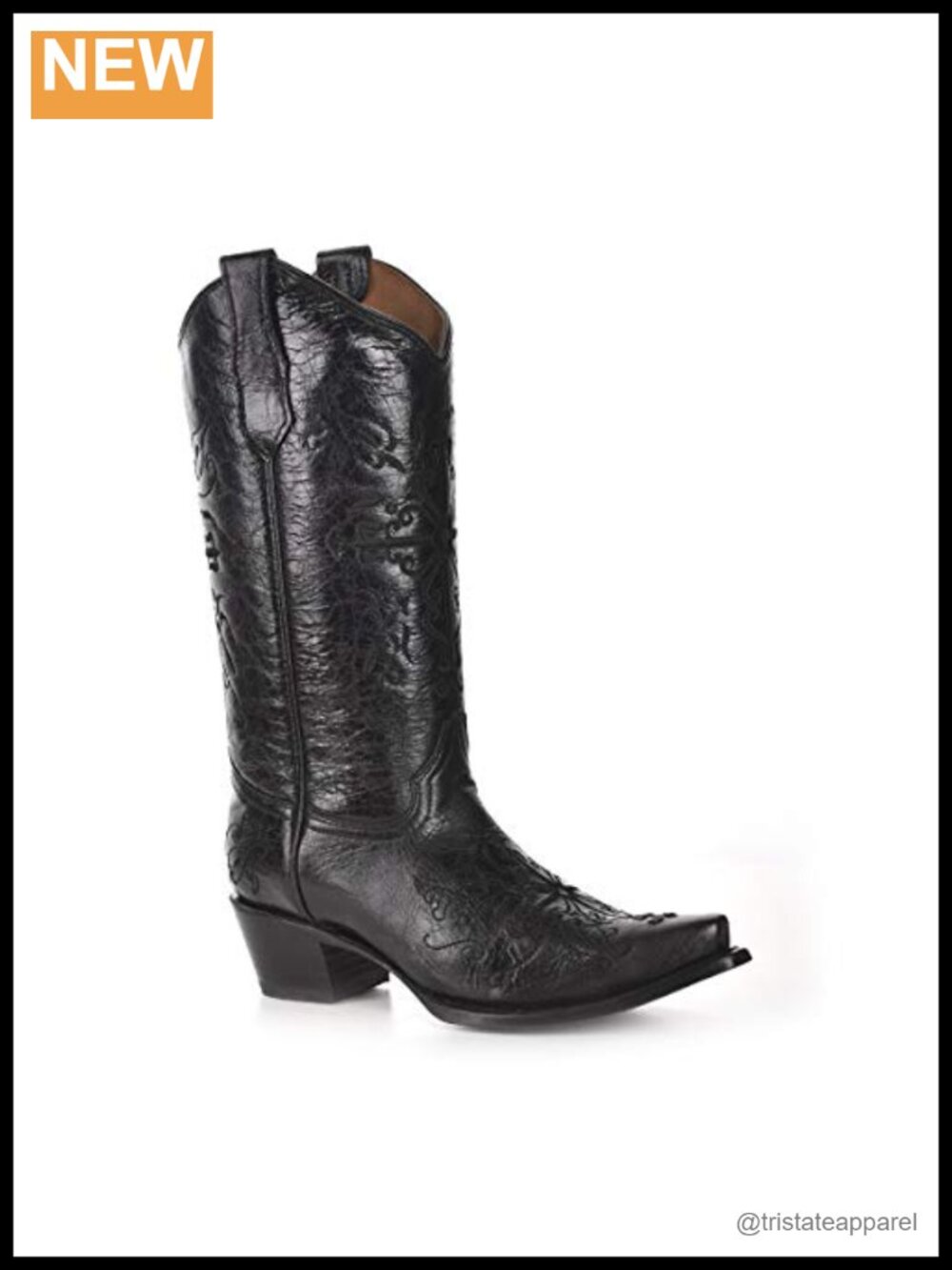 Corral Western Embroidered Snip Toe Boots Mid Calf Block Heel Leather